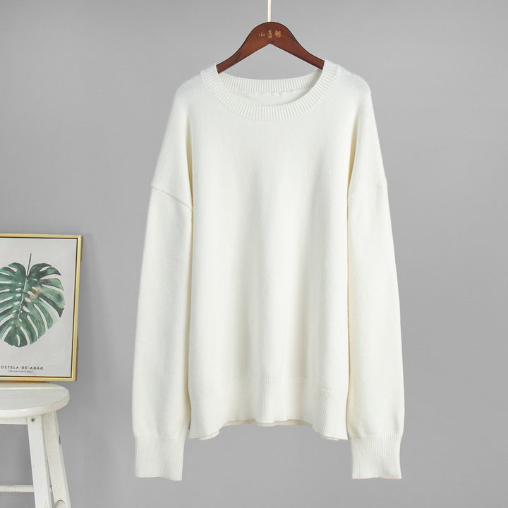 White High Neck Oversized Solid Sweater