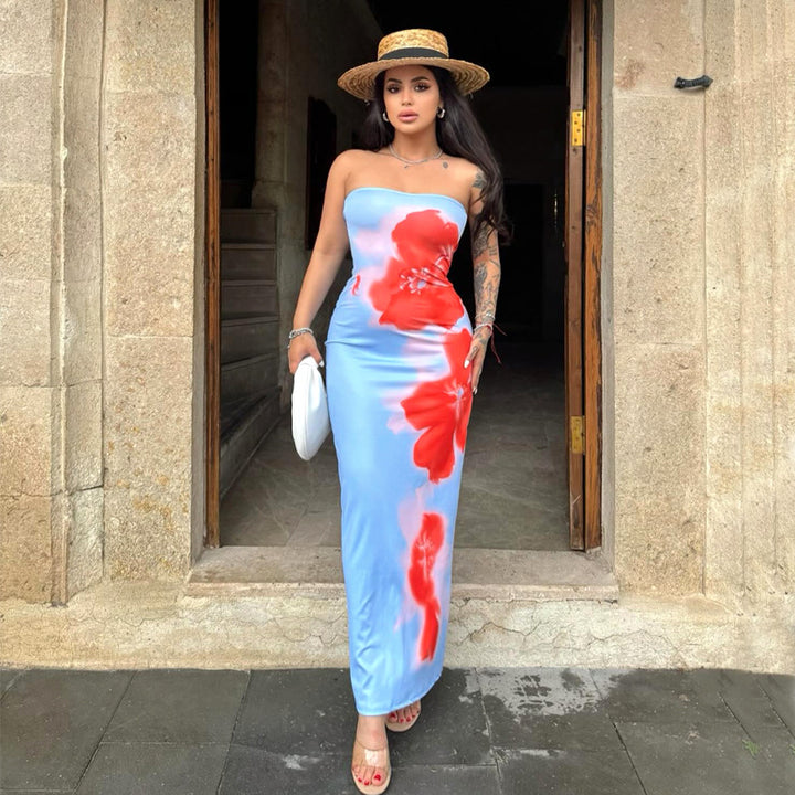 Blue Straight Fit Tube Dress