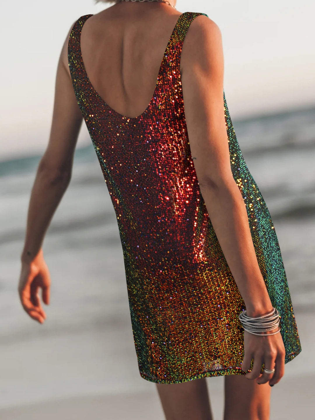 Multi Shoulder Strap Sequined Dress