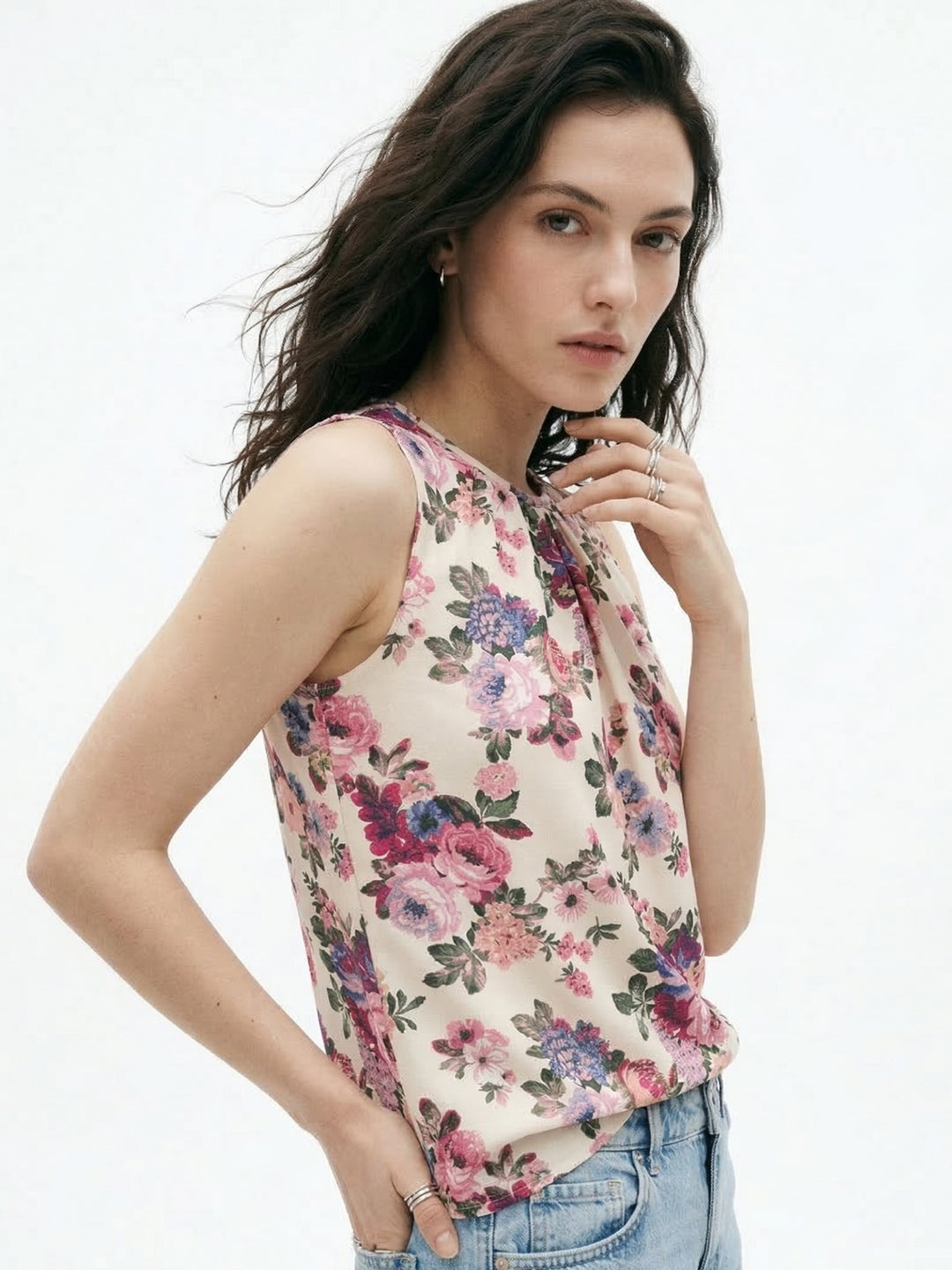 Multi U Neck Printed Blouson