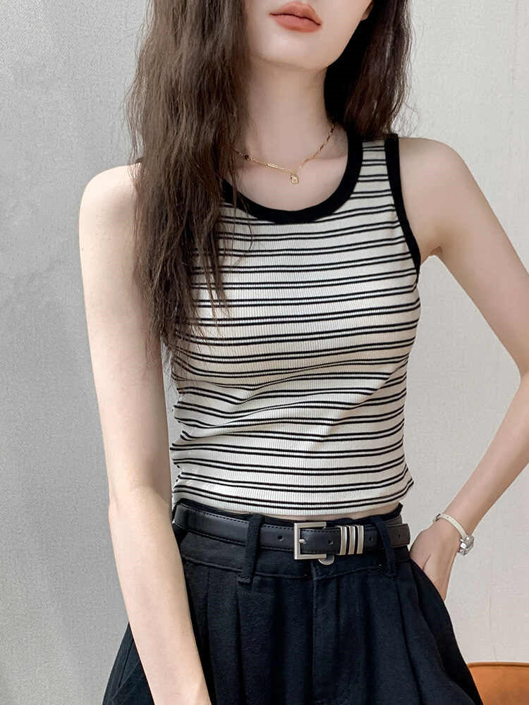 White Stripe Vest Top