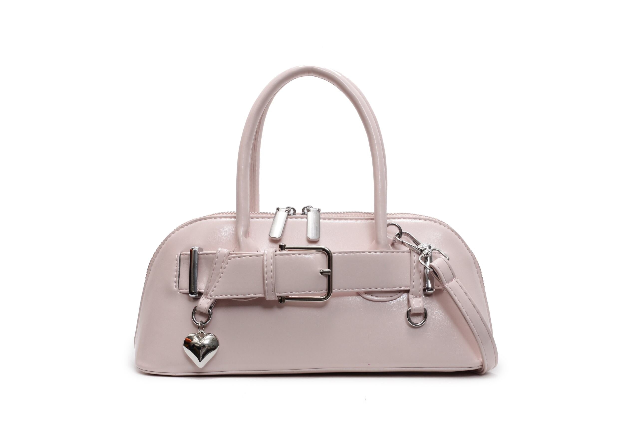 Pink Buckle Belted Hand Bag