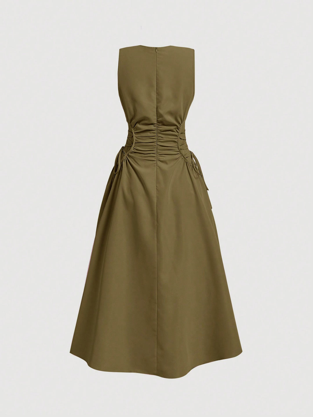 Green Elasticated Cinched Waist Dress