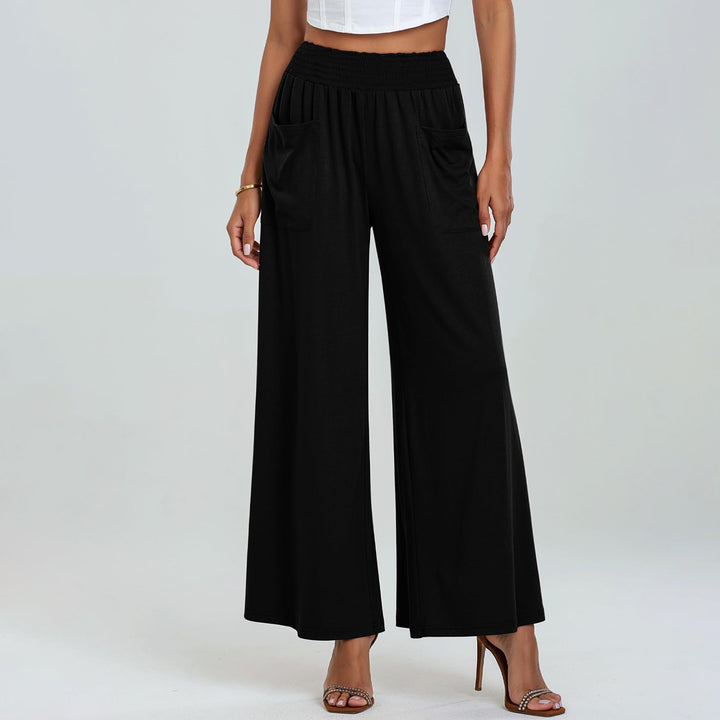 Black Ealsticated Waist Band Wide Leg Pants