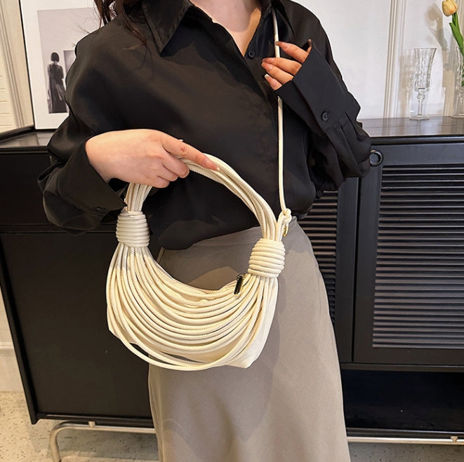 White Coiled Metallic Sculptural Clutch
