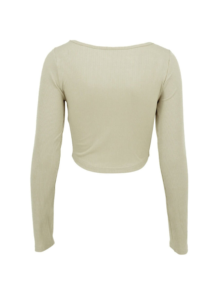 Beige Full Sleeves Corset Top