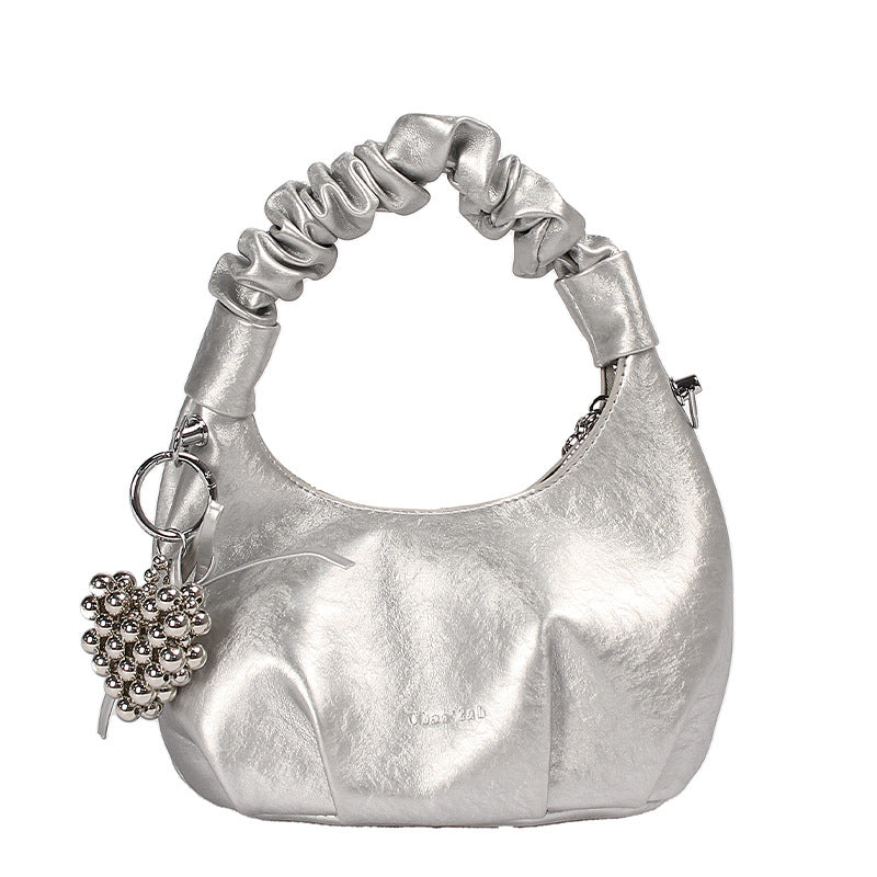 Silver Crescent Shape Hand Bag