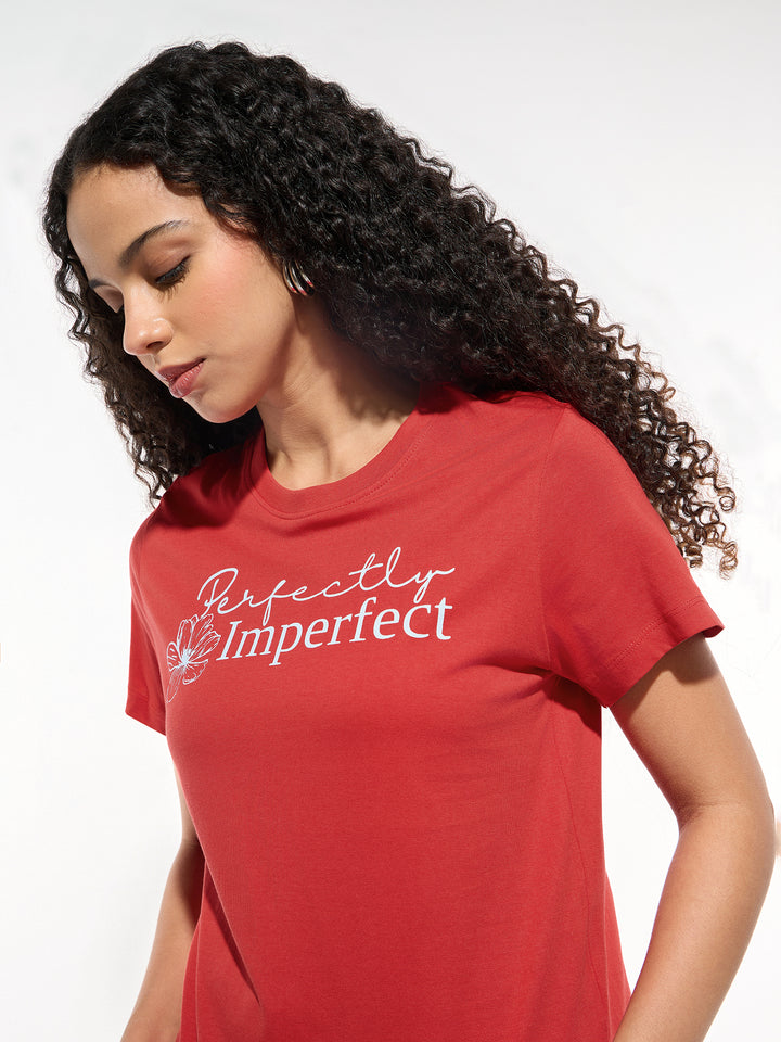 Red Short Sleeves Crew Neck T-Shirt