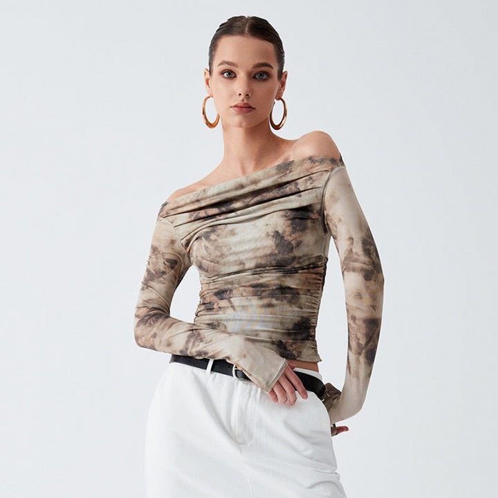 Multi Printed Off Shoulder  Crop Top