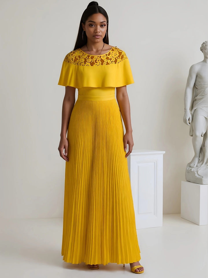Mustard Pleated Maxi Dress