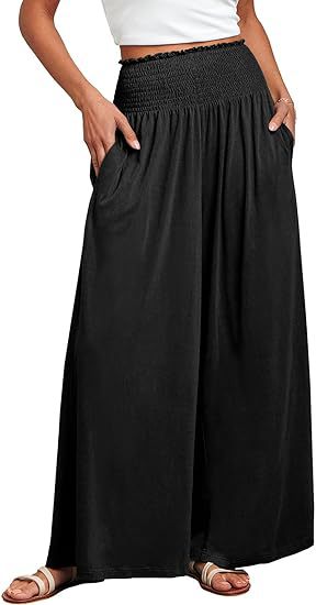 Black Elasticated Waist Band Wide Leg Trouser