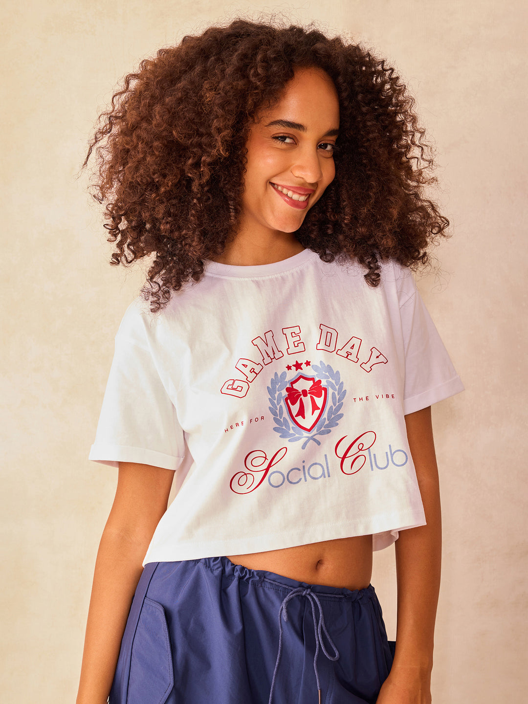 White Cropped Boxy T-Shirt With Graphic