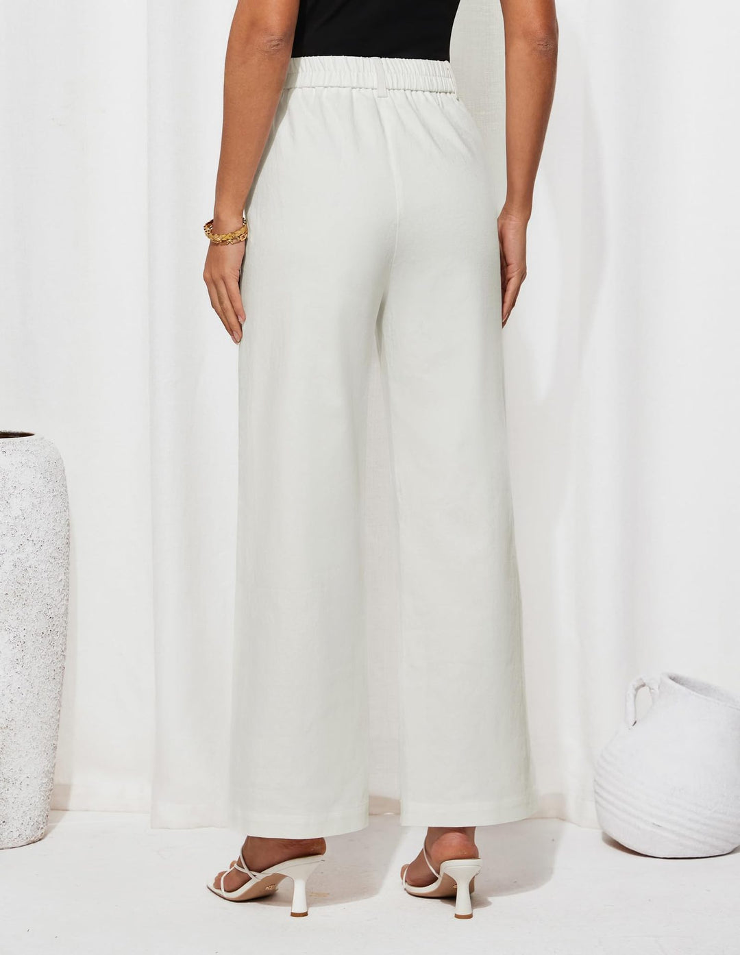 Off White Front Pockets Straight Leg Trouser
