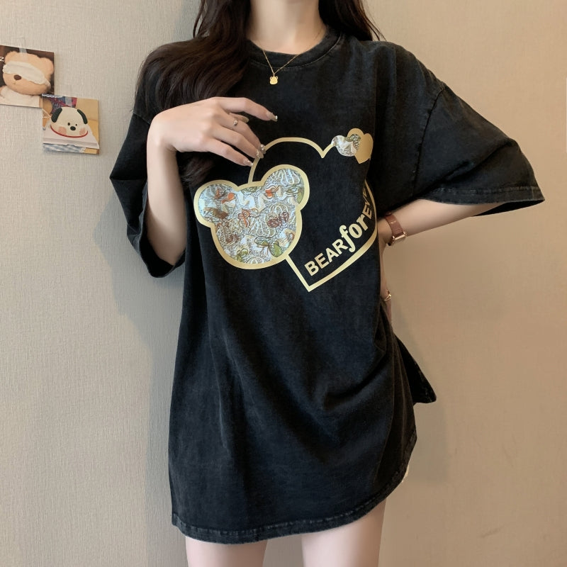 Black Chest Print Graphic Tshirt
