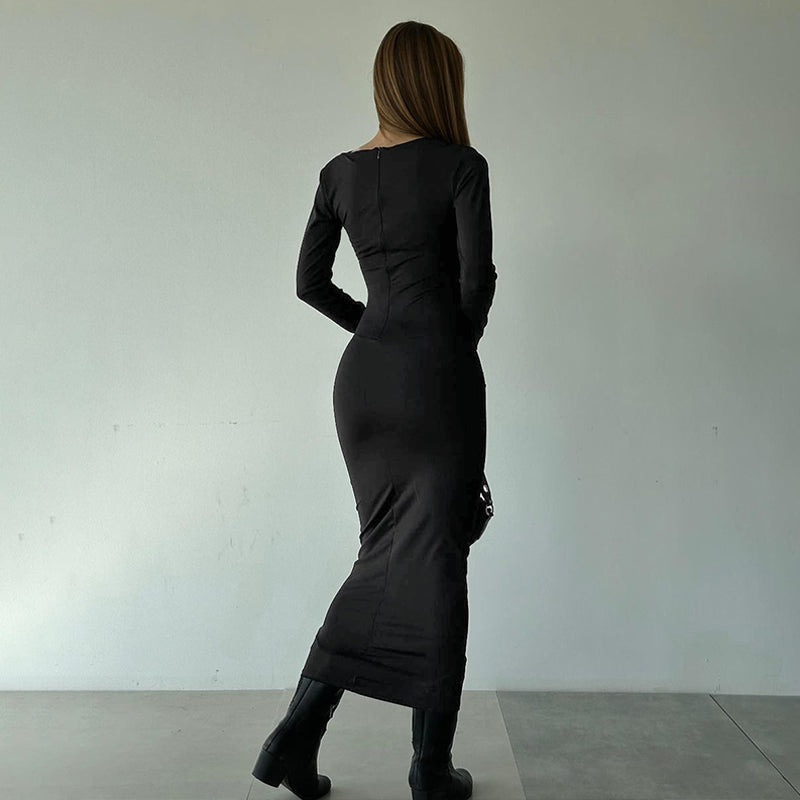 Black Full Sleeves Bodycon Dress