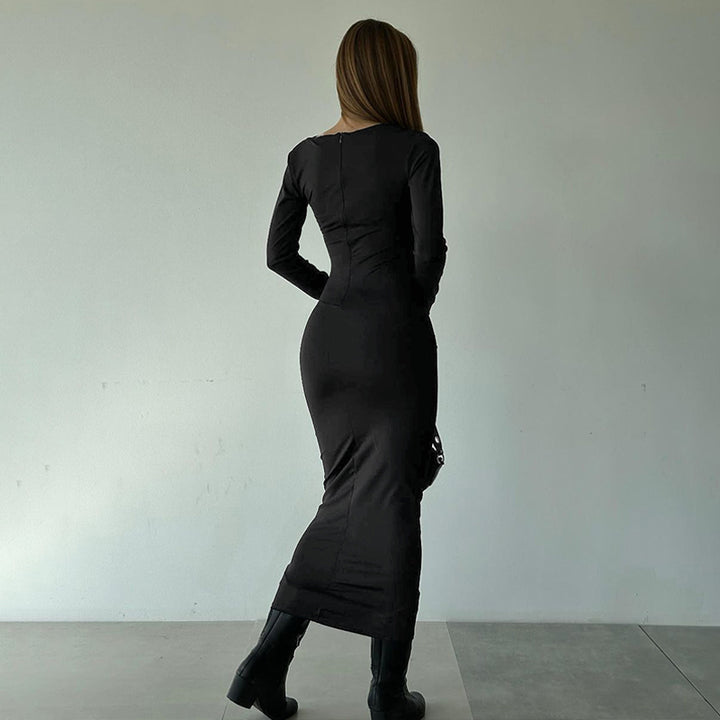 Black Full Sleeves Bodycon Dress