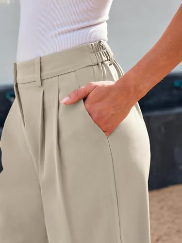 Wide Leg Khaki Pleated Pants