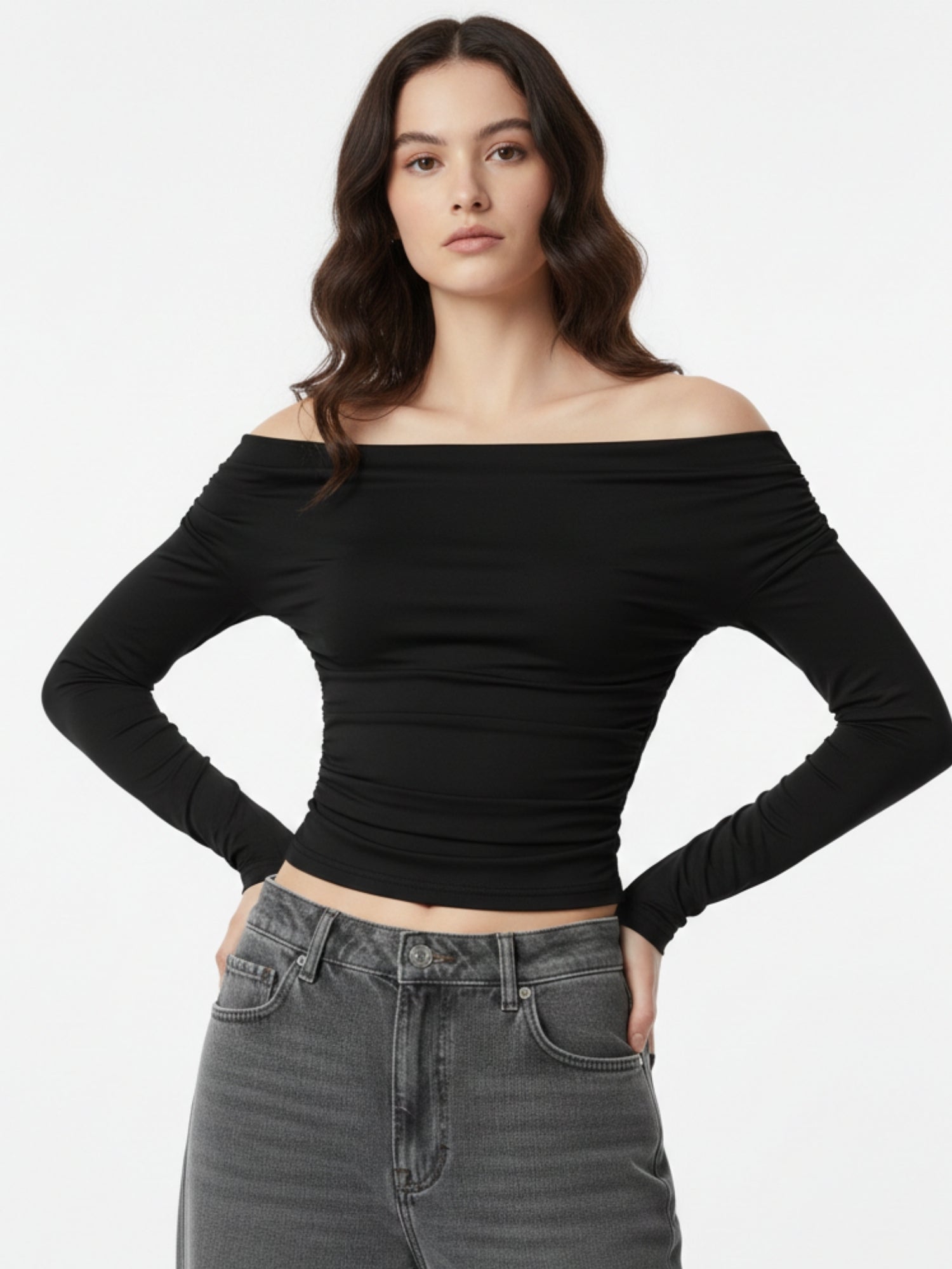 Black Full Sleeve Off Shoulder Top