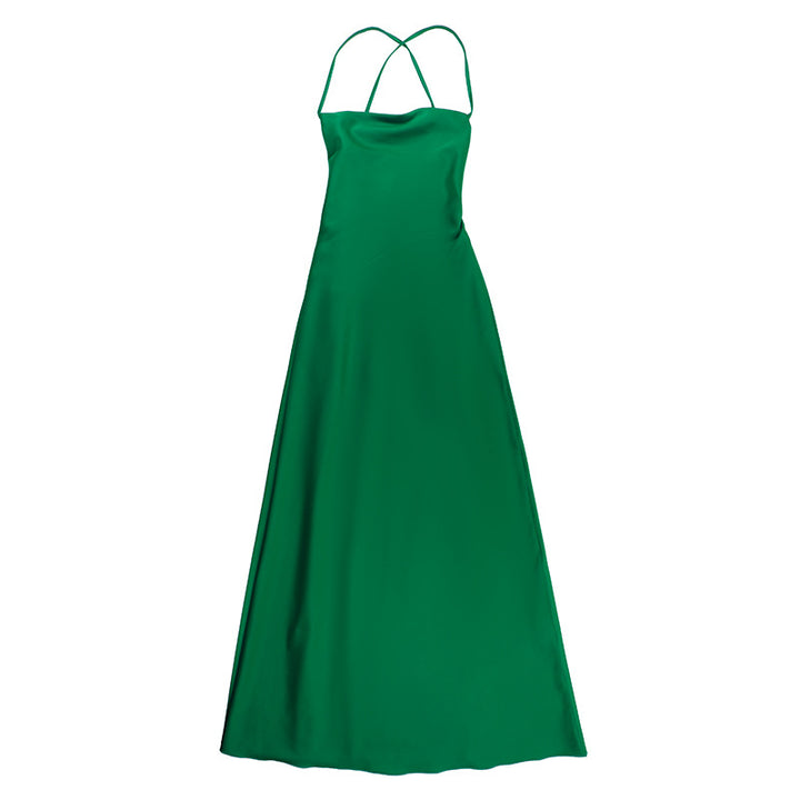 Green Cowl Neck Backless Dress