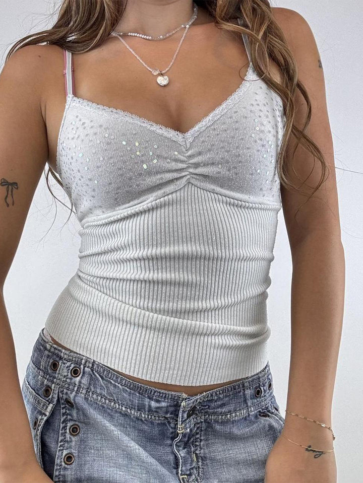 Grey Spaghetti Strap Solid Camisoles