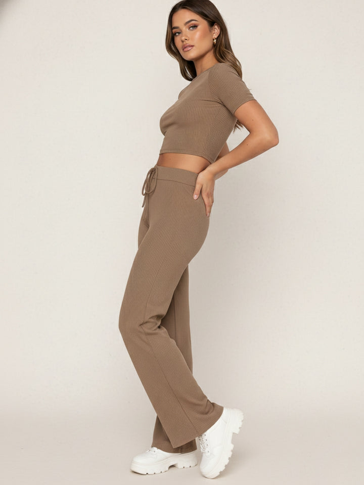 Khaki Ribbed Co-Ord Set