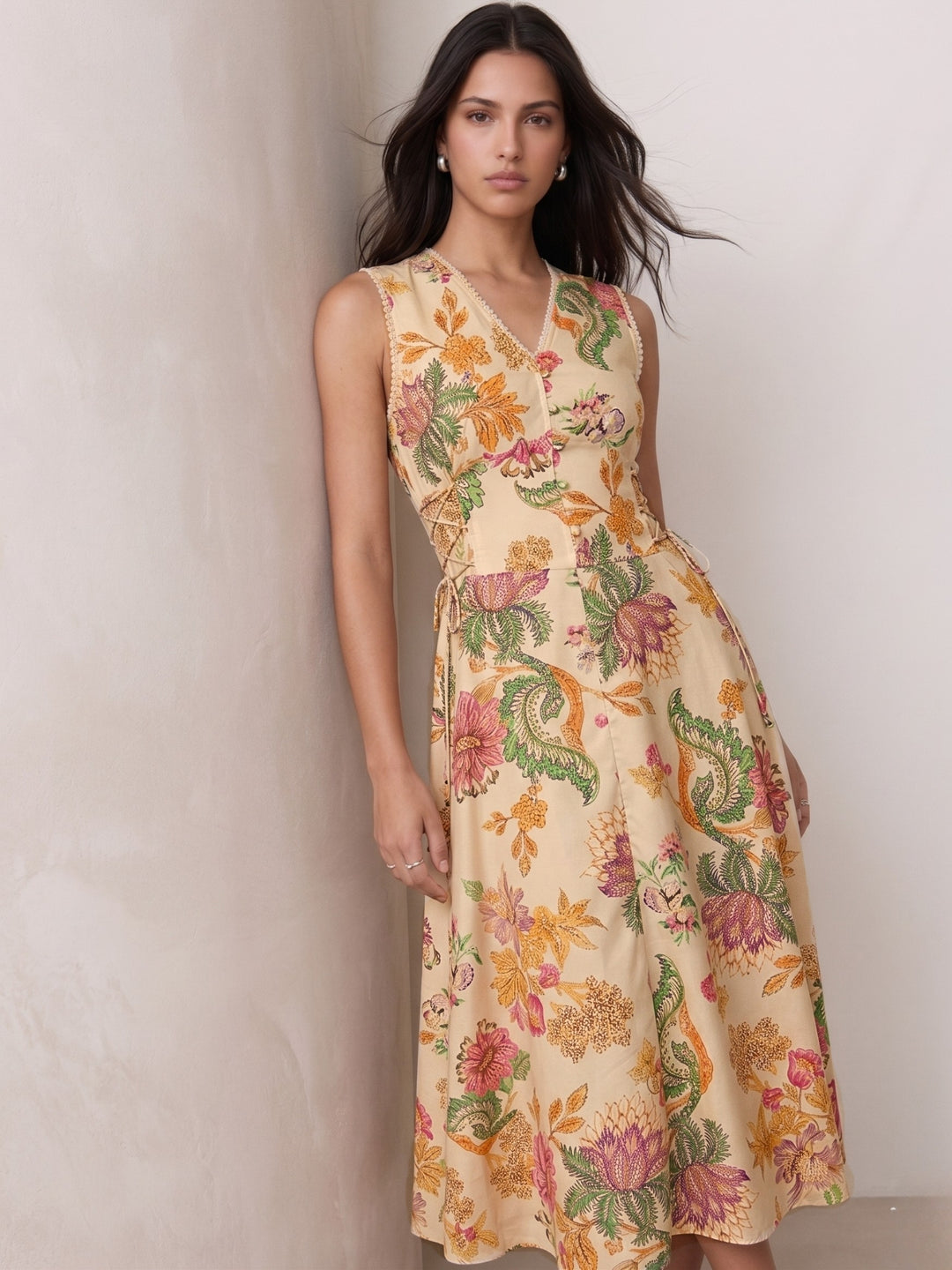 Multi Floral Halter Neck Maxi Dress