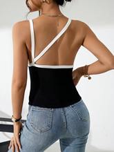 Black Contrast Binding Solid Camisole
