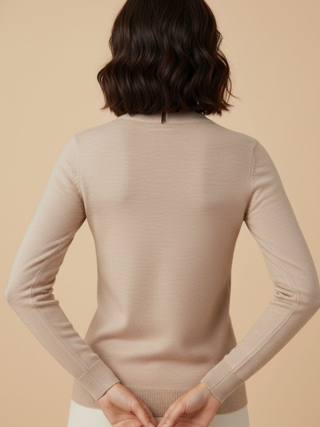 Nude Full Sleeve Mock Neck Sweater
