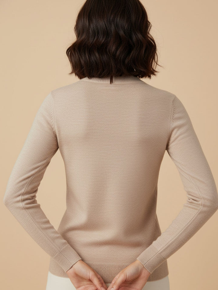 Nude Full Sleeve Mock Neck Sweater