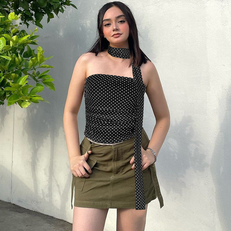 Black Polka Dot Tube Camisole