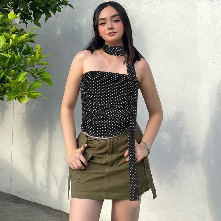 Black Polka Dot Tube Camisole