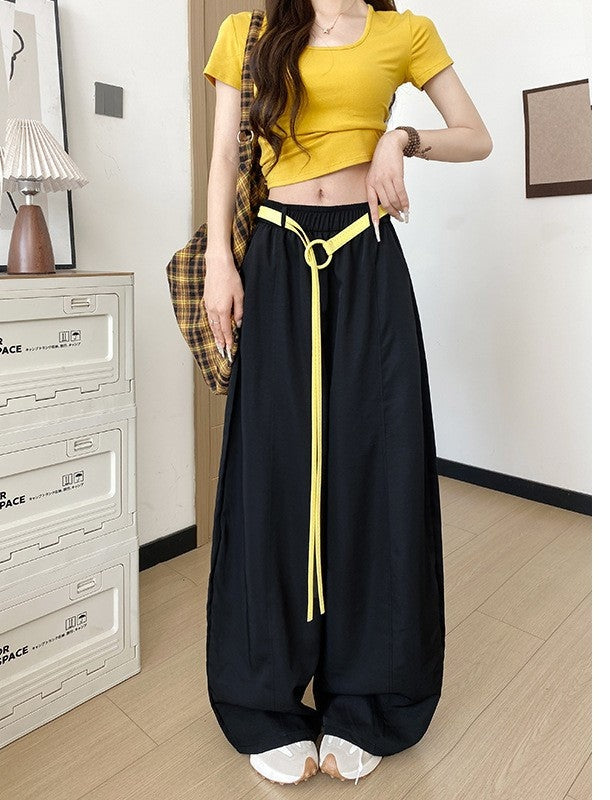 Black High Waist Barrel Style Sweatpant