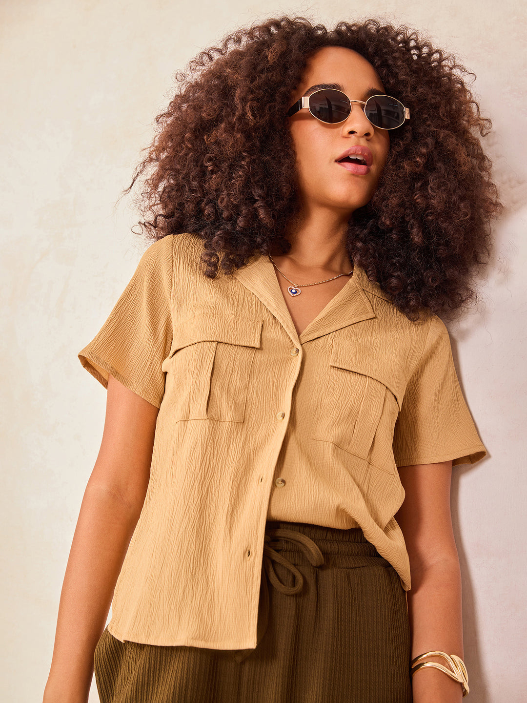 Beige Utility Detail Shirt