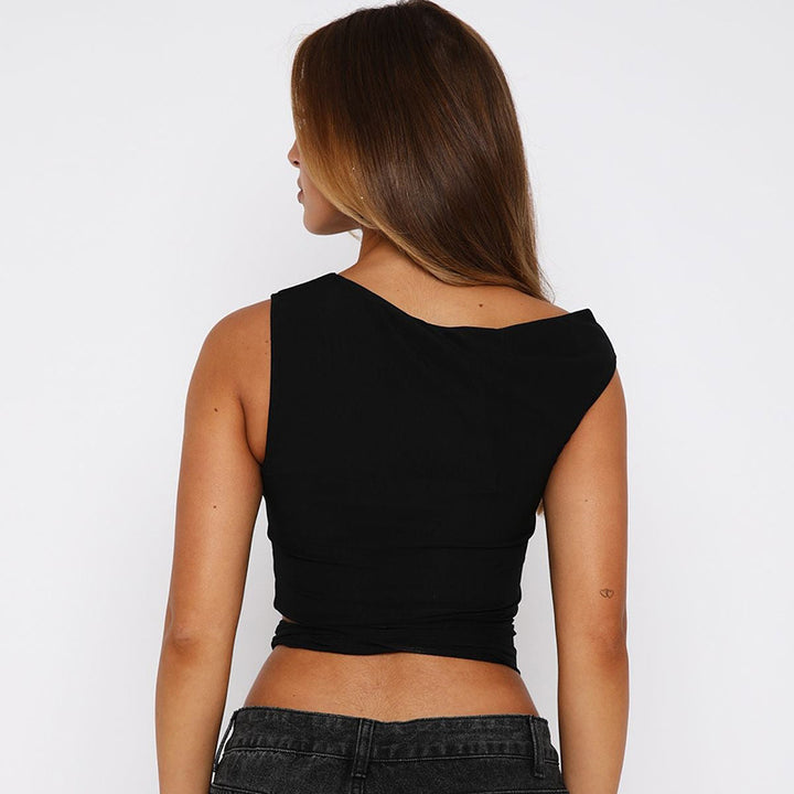 Black Cut-Out Asymmetric Hem Top