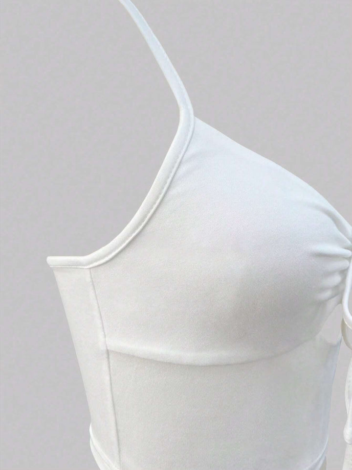 White Double Cut Out Tie Up Camisole