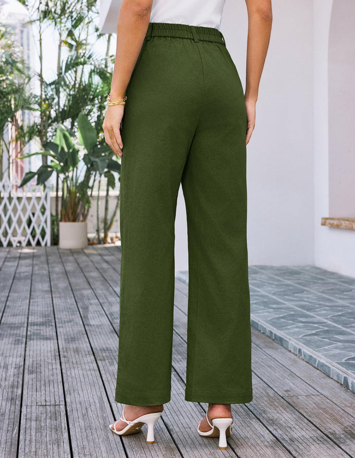 Green Front Pockets Straight Leg Trouser