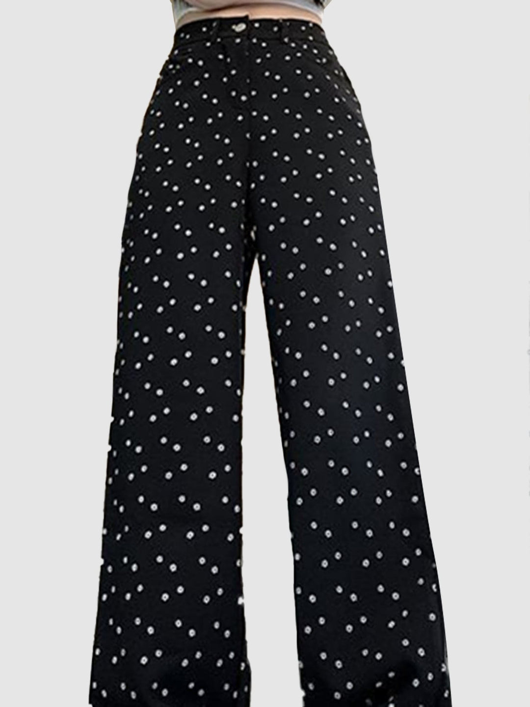 Black Floral Wide Fit Denim