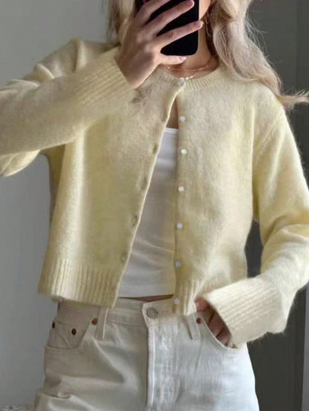 Beige Solid Full Sleeved Casual Pull Over