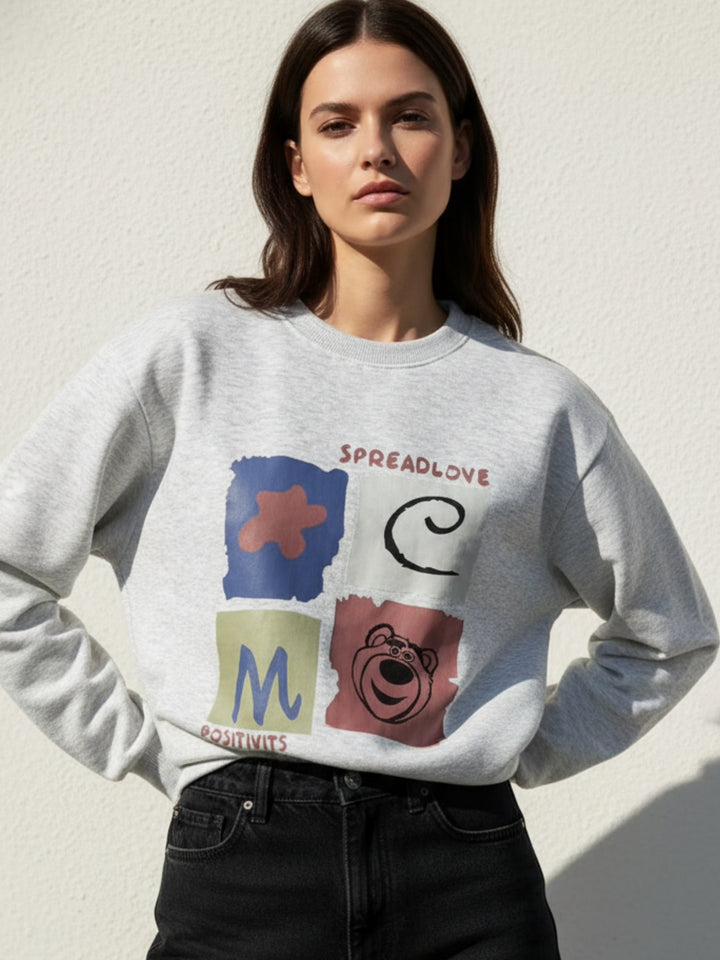 Grey Graphic Oversized Sweatshirt