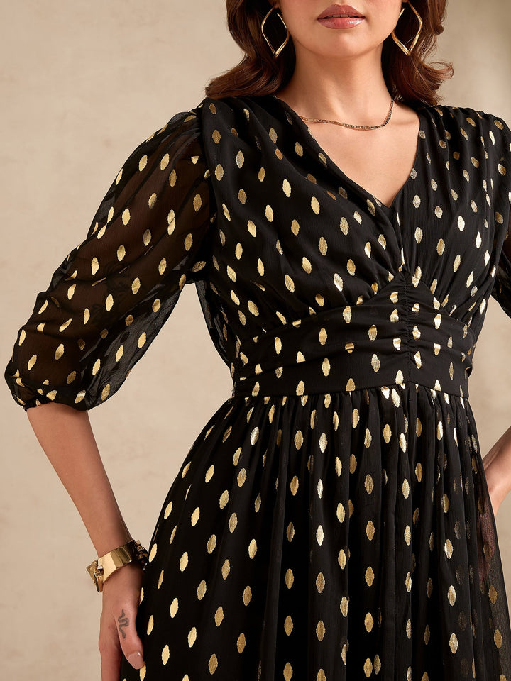 Black Evening Sinched Waist Tiered Dress