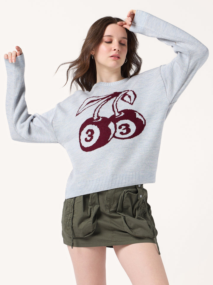 Grey Varsity Graphic Sweater