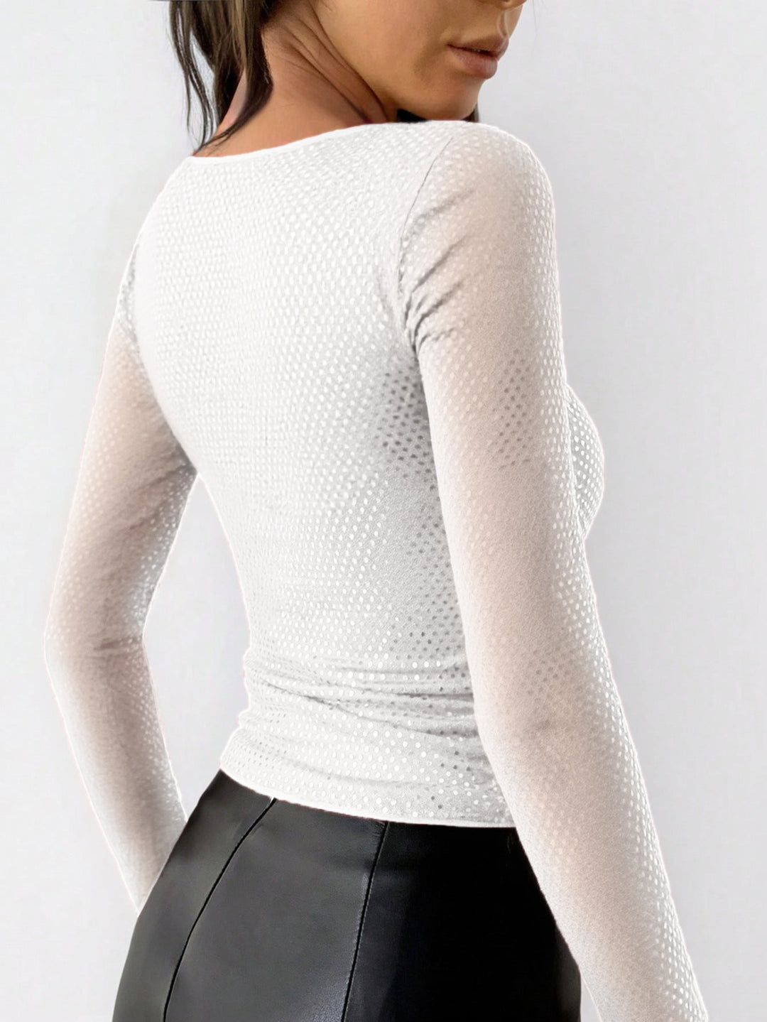 White Full Sleeve V Neck Crop Top