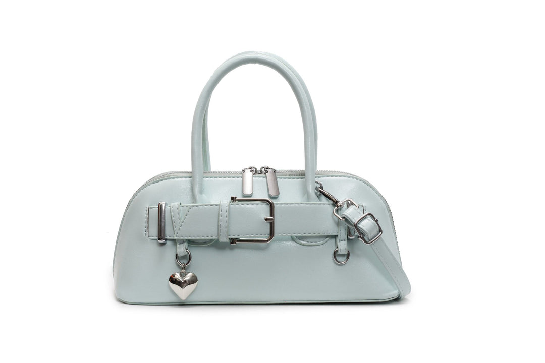 Blue Buckle Belted Hand Bag