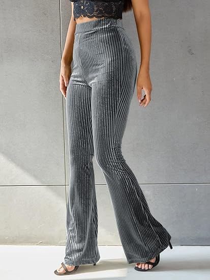 Grey Fitted And Flared Trouser