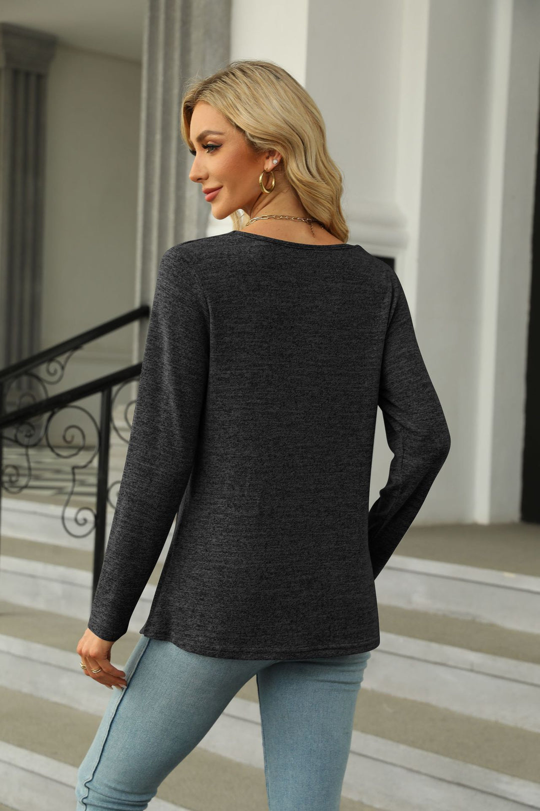 Black Full Sleeve Side Slit Top