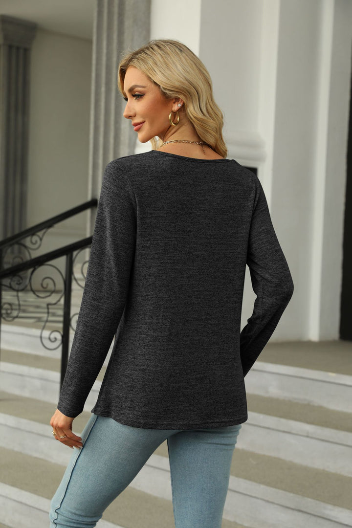 Black Full Sleeve Side Slit Top