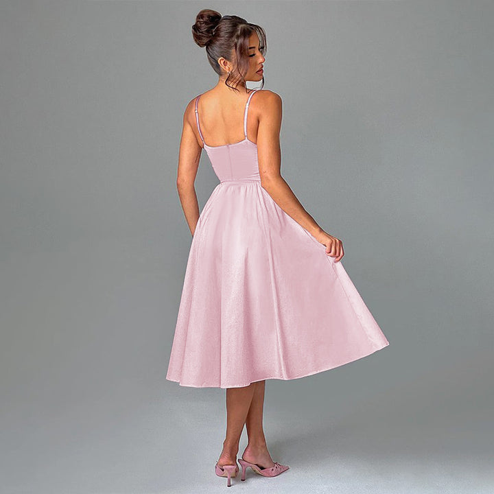 Pink Pointed Waistline Bustier Top Dress