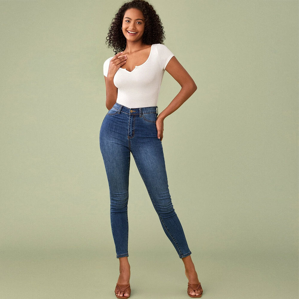 Off White Short Sleeve V-Notch Top