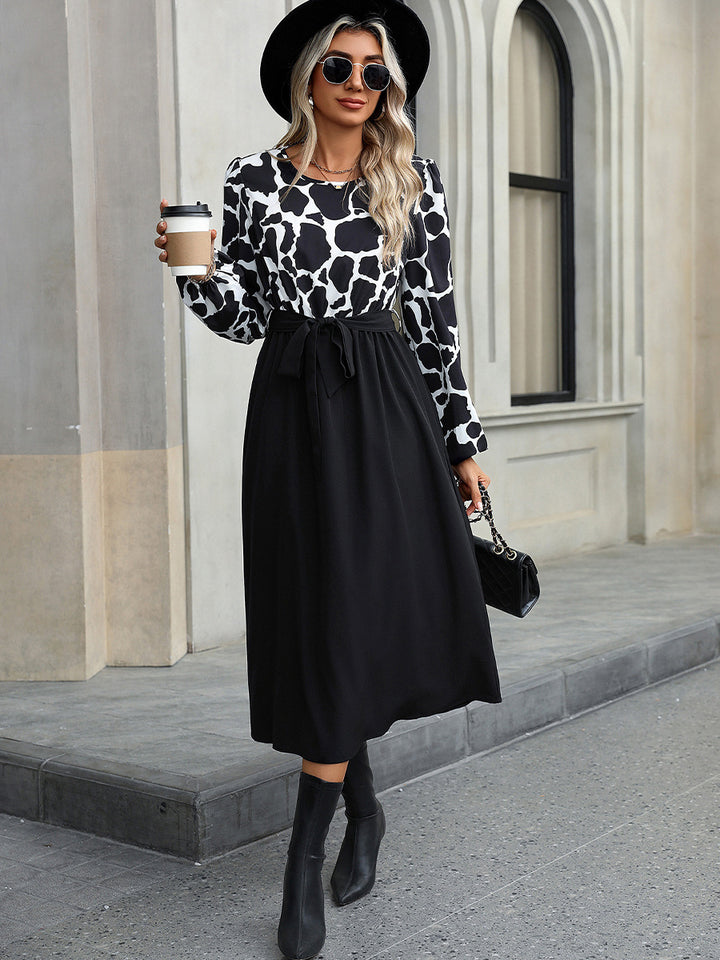 Black Printed Skater Dress