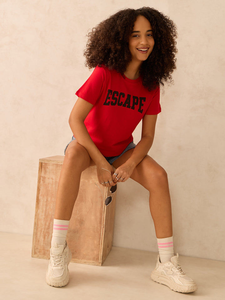 Red Regular Fit Graphic Tshirt